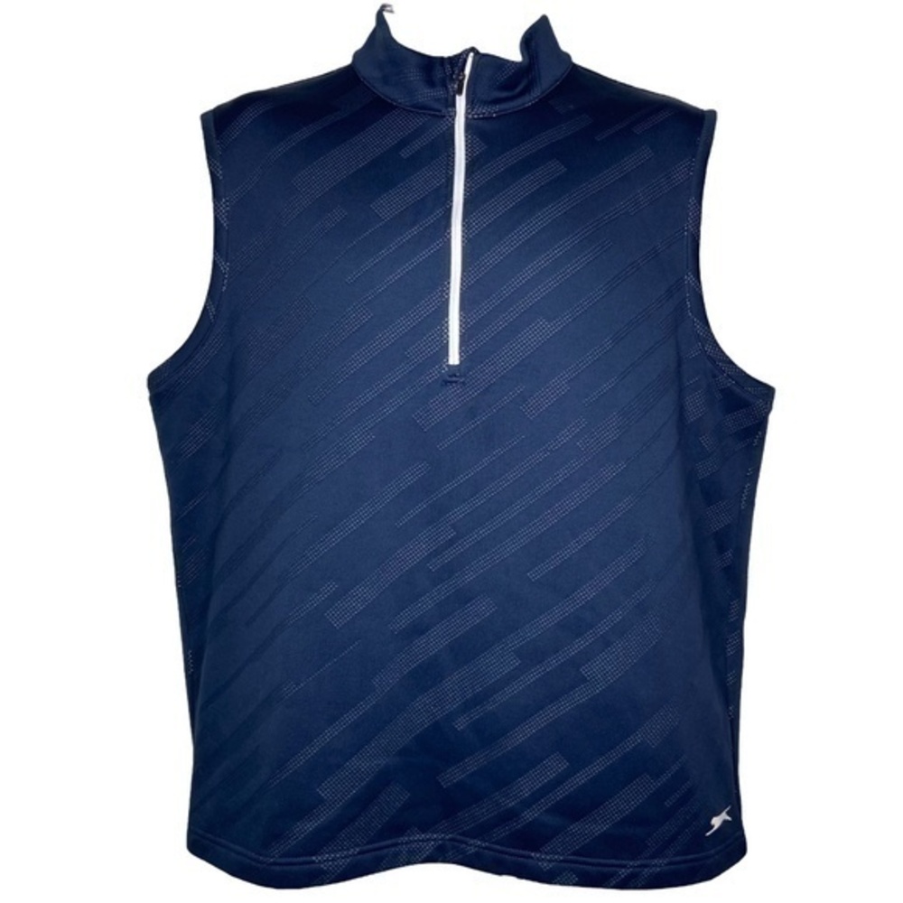 Slazenger Mens Dark Blue Top Sleeveless Quarter Zip Fleece Lined Golf Pullover